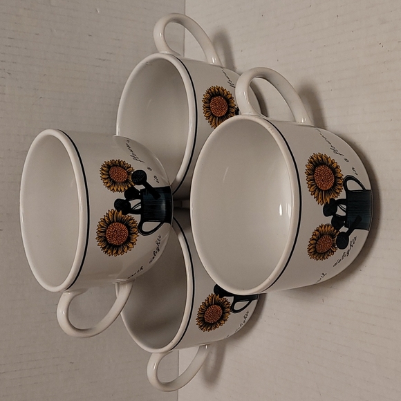Set of 4 Flowers in Bloom Mugs / Soup Bowls - Picture 2 of 16